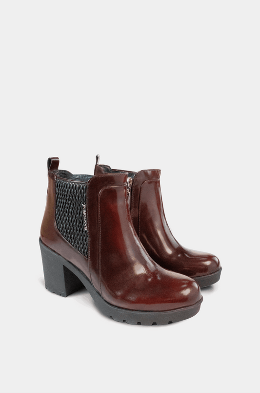 BOTINES PARA MUJER BRINA CUERO VINOTINTO