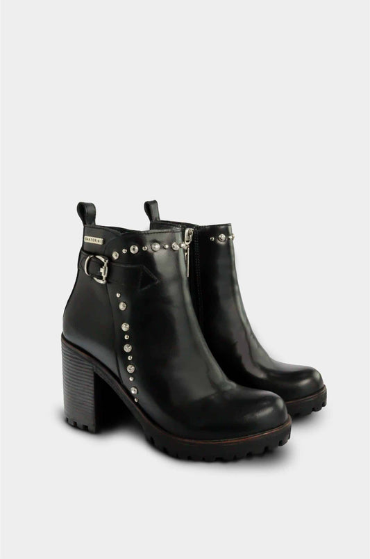 BOTINES PARA MUJER WARA CUERO NEGRO