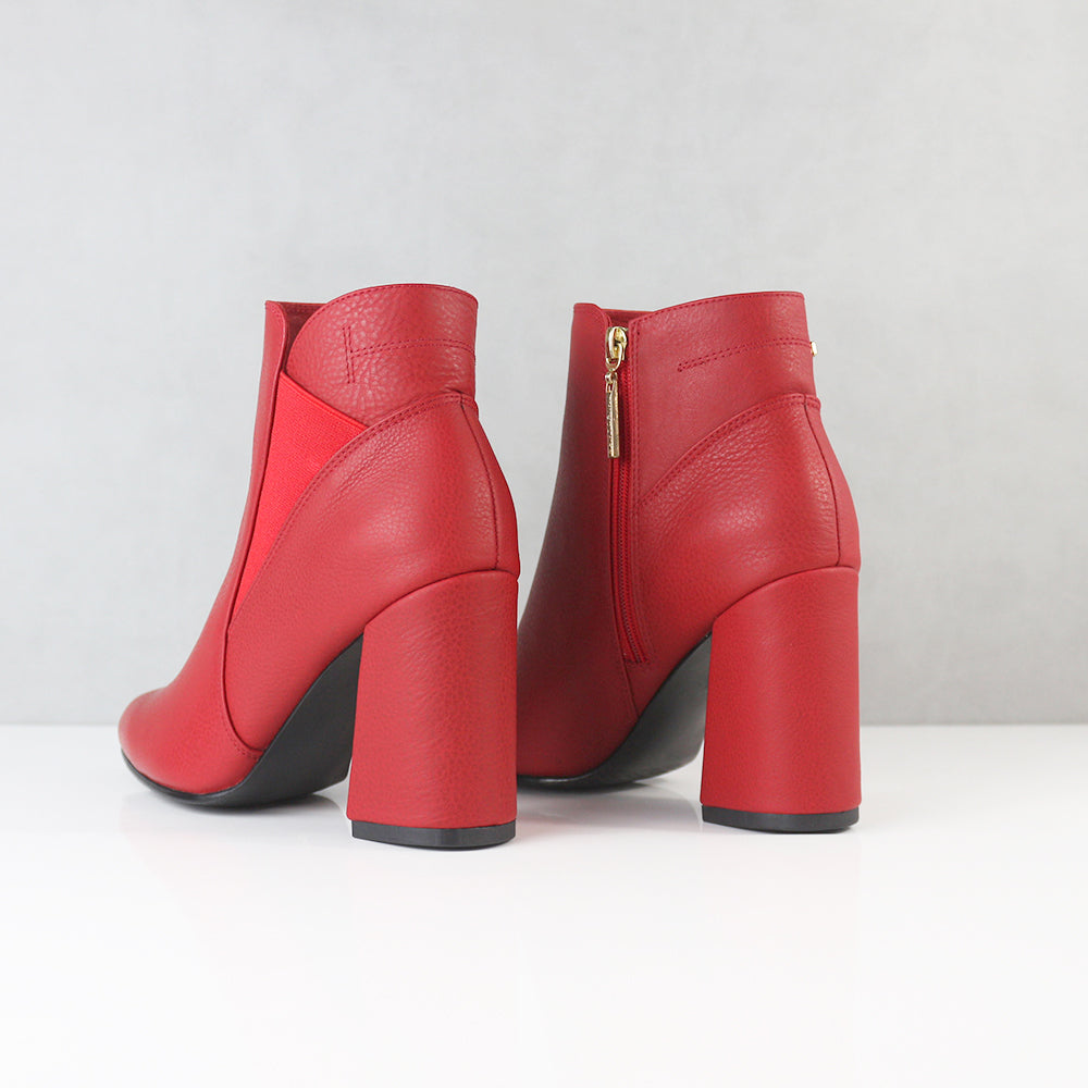 BOTINES PARA MUJER MINA CUERO ROJO