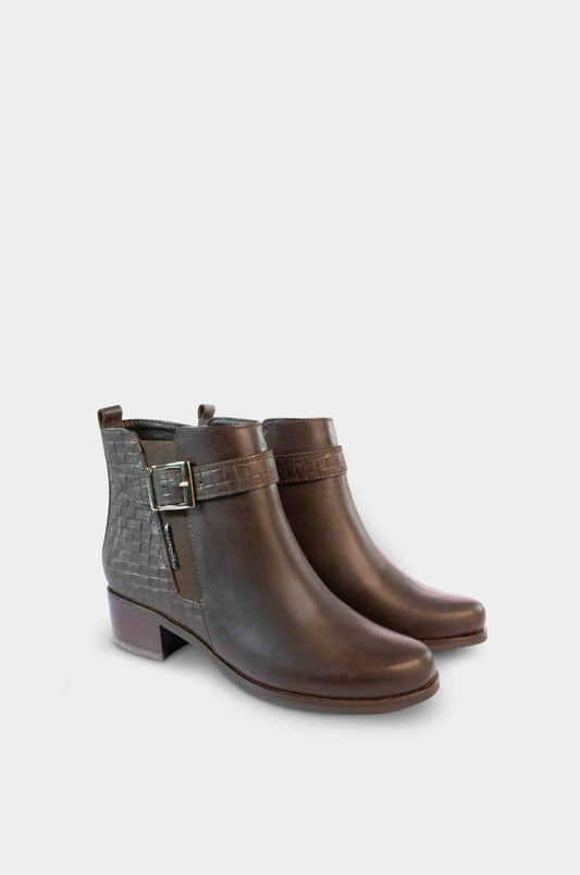 BOTINES PARA MUJER LEANA CUERO CAFE