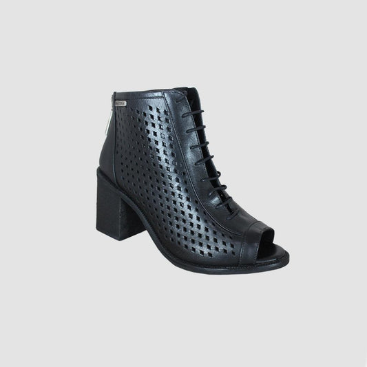 BOTINES PARA MUJER DAVEIVA CUERO NEGRO
