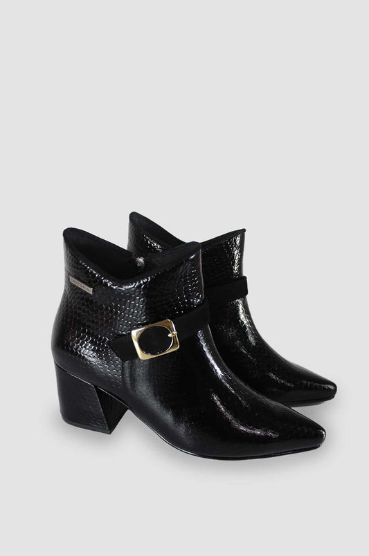 BOTINES PARA MUJER LETICIA CUERO NEGRO