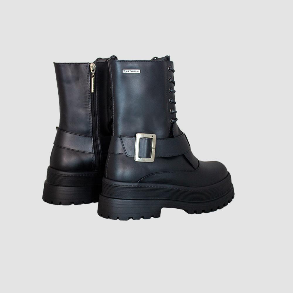 BOTINES PARA MUJER MENCIA CUERO NEGRO