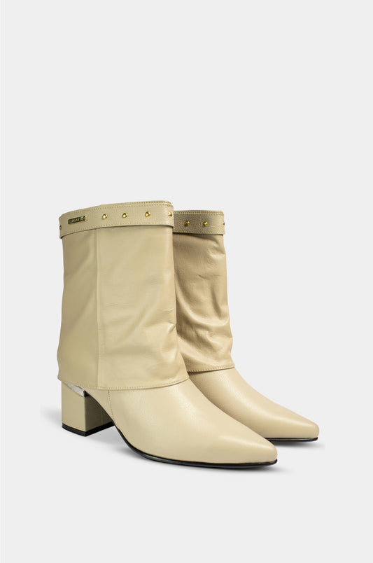 BOTINES PARA MUJER LUX CUERO BEIGE