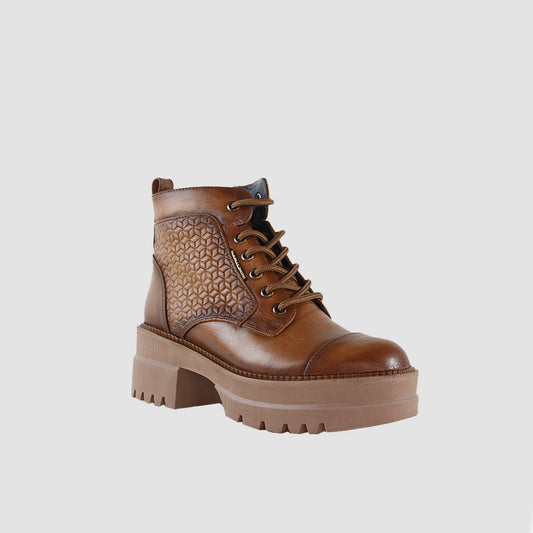 BOTINES PARA MUJER CHARA CUERO MIEL