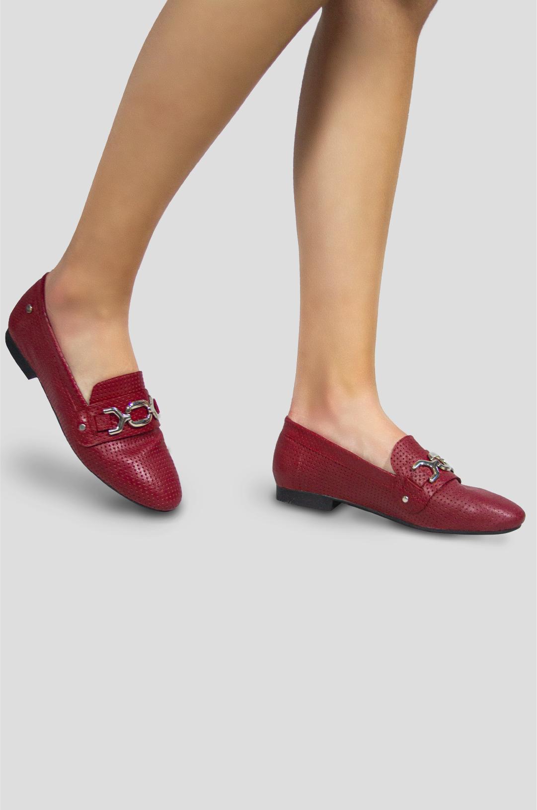 BALETAS PARA MUJER TERNI CUERO ROJO