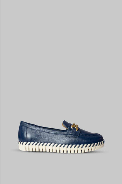 MOCASINES PARA MUJER CECILIA CUERO AZUL
