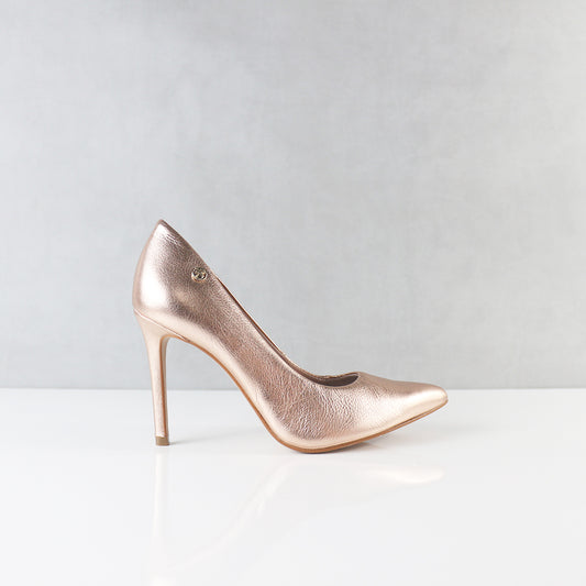 TACONES PARA MUJER KARINA CUERO ORO ROSA