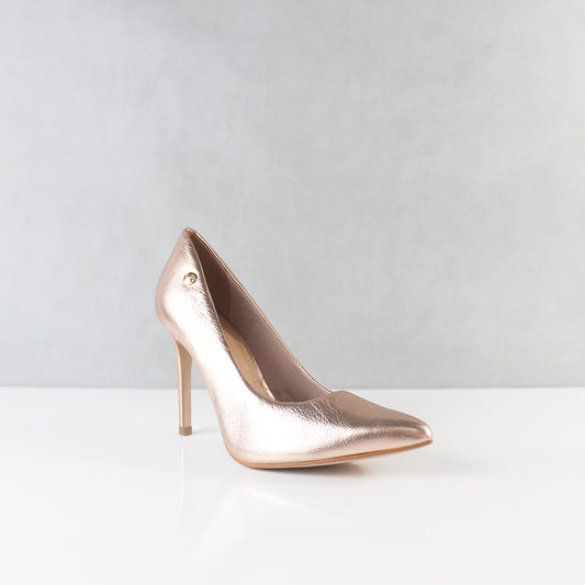 TACONES PARA MUJER KARINA CUERO ORO ROSA