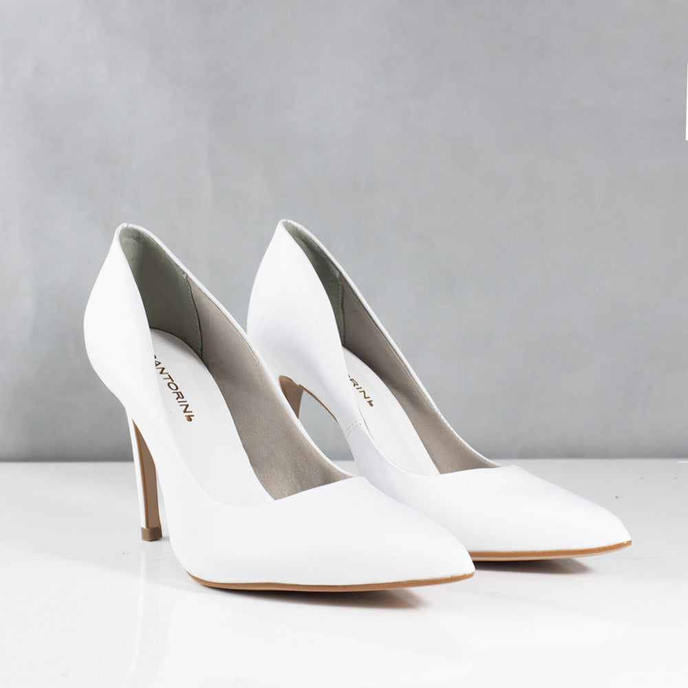 TACONES PARA MUJER NICOLE CUERO BLANCO