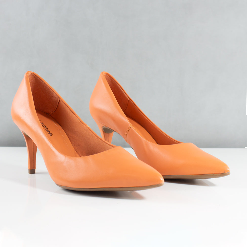 TACONES PARA MUJER GIOGINA CUERO NARANJA