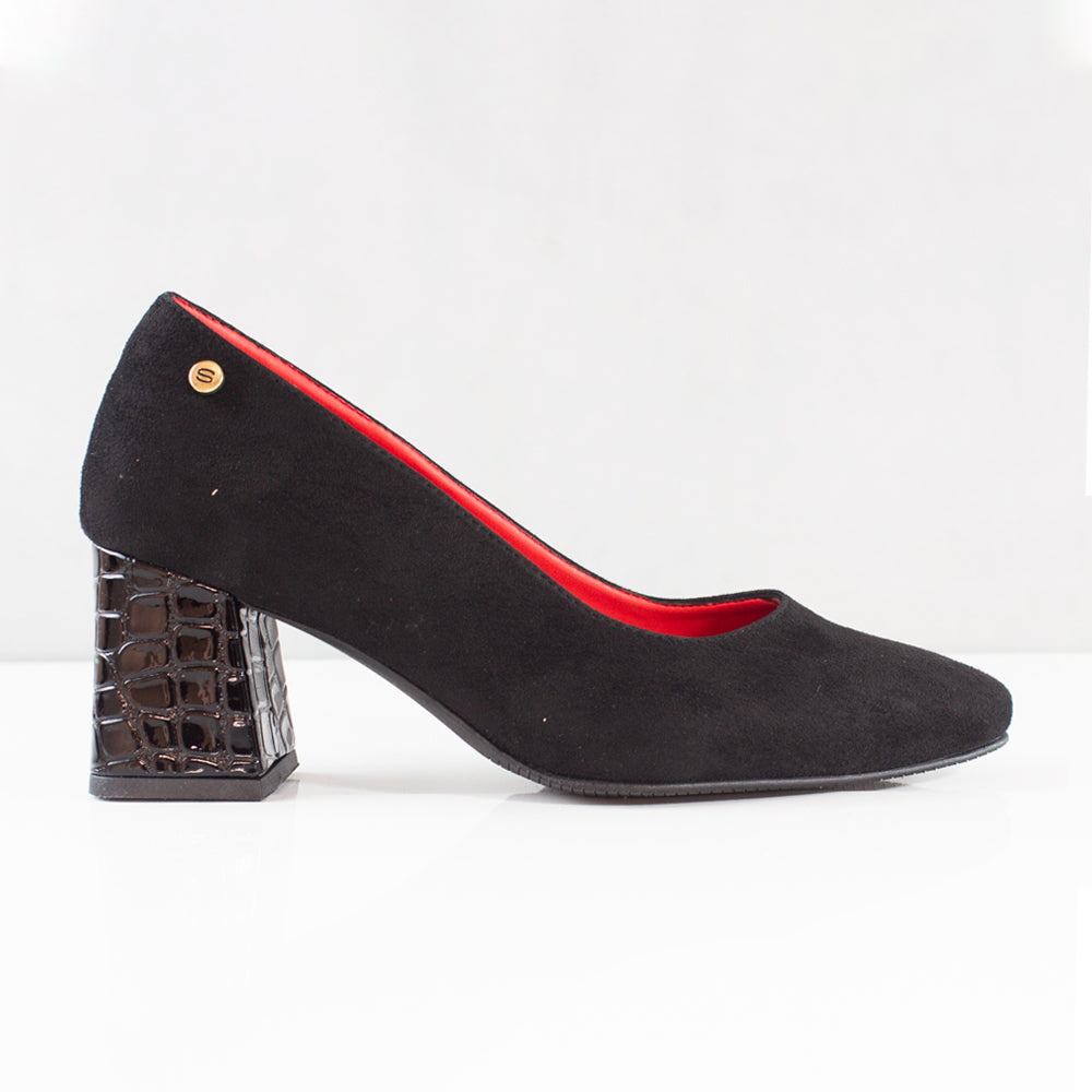 TACONES PARA MUJER CILIA CUERO NEGRO