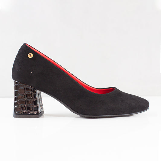 TACONES PARA MUJER CILIA CUERO NEGRO