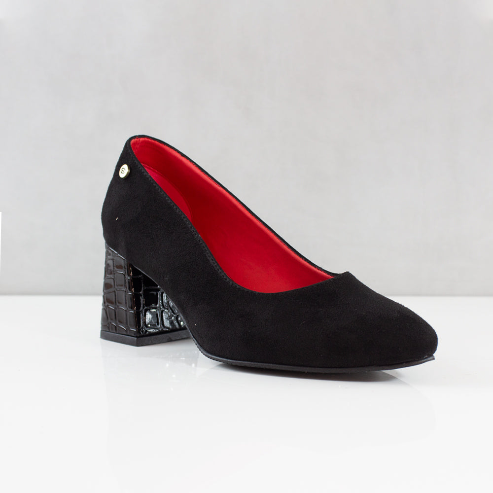 TACONES PARA MUJER CILIA CUERO NEGRO