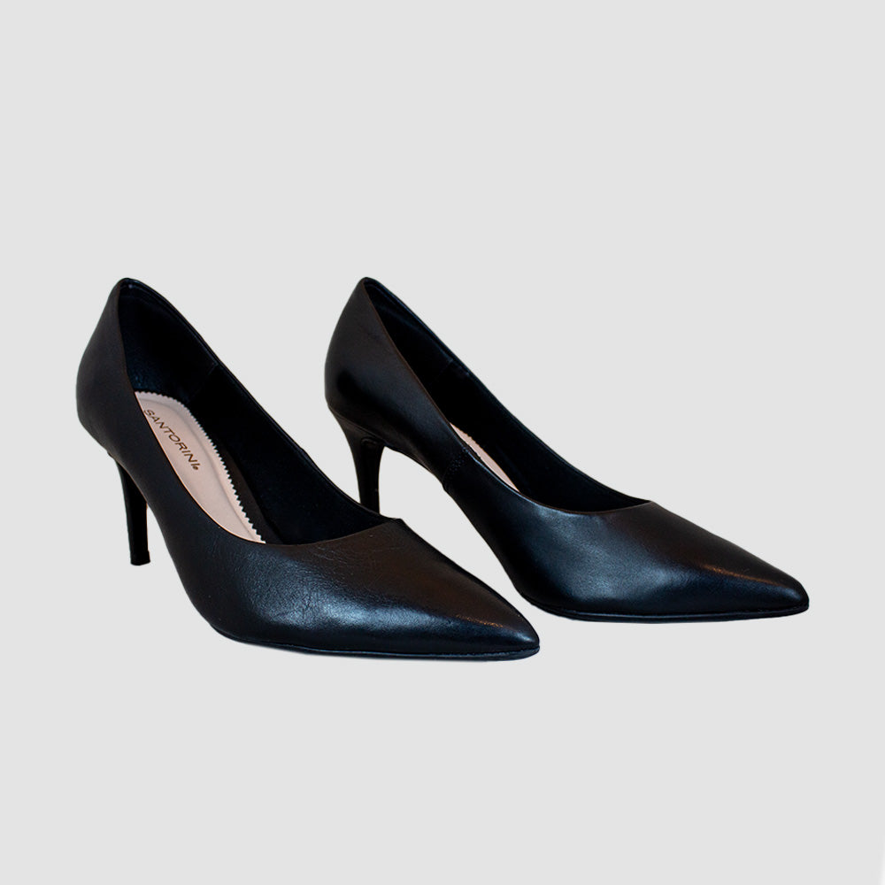 TACONES PARA MUJER OLIVA CUERO NEGRO