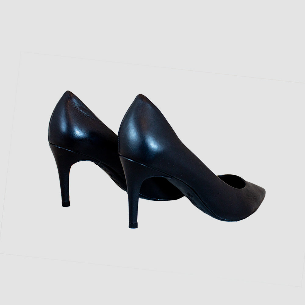 TACONES PARA MUJER OLIVA CUERO NEGRO