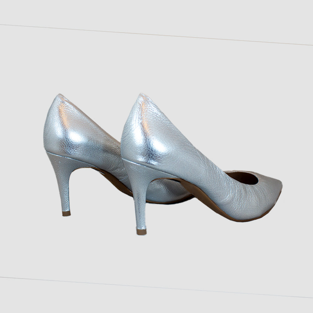 TACONES PARA MUJER OLIVA CUERO PLATA