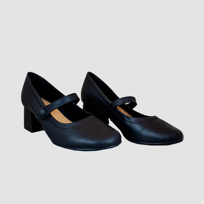 TACONES PARA MUJER LIANA CUERO NEGRO