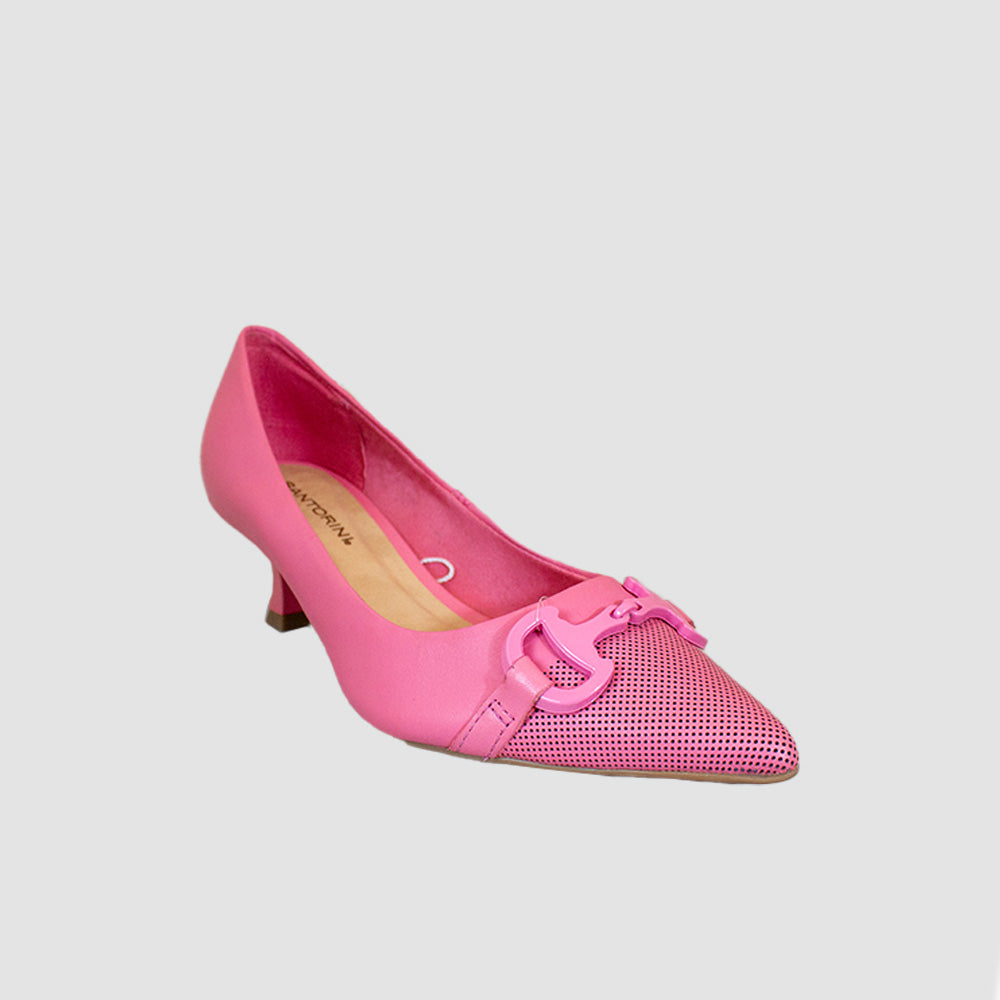 TACONES PARA MUJER DELANA CUERO ROSA