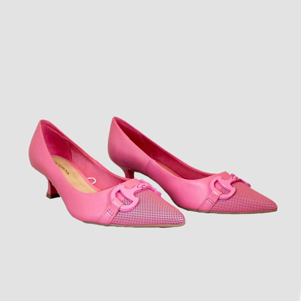 TACONES PARA MUJER DELANA CUERO ROSA