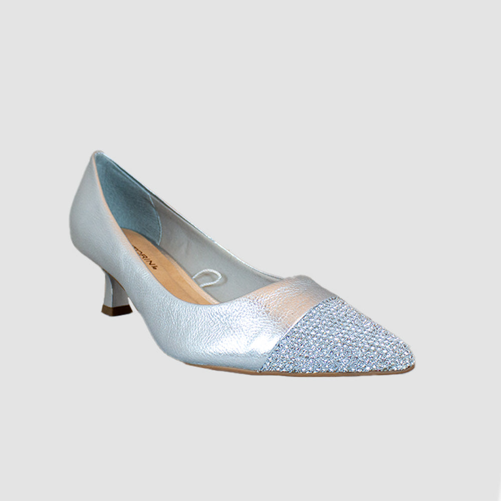 TACONES PARA MUJER RUNEA CUERO PLATA