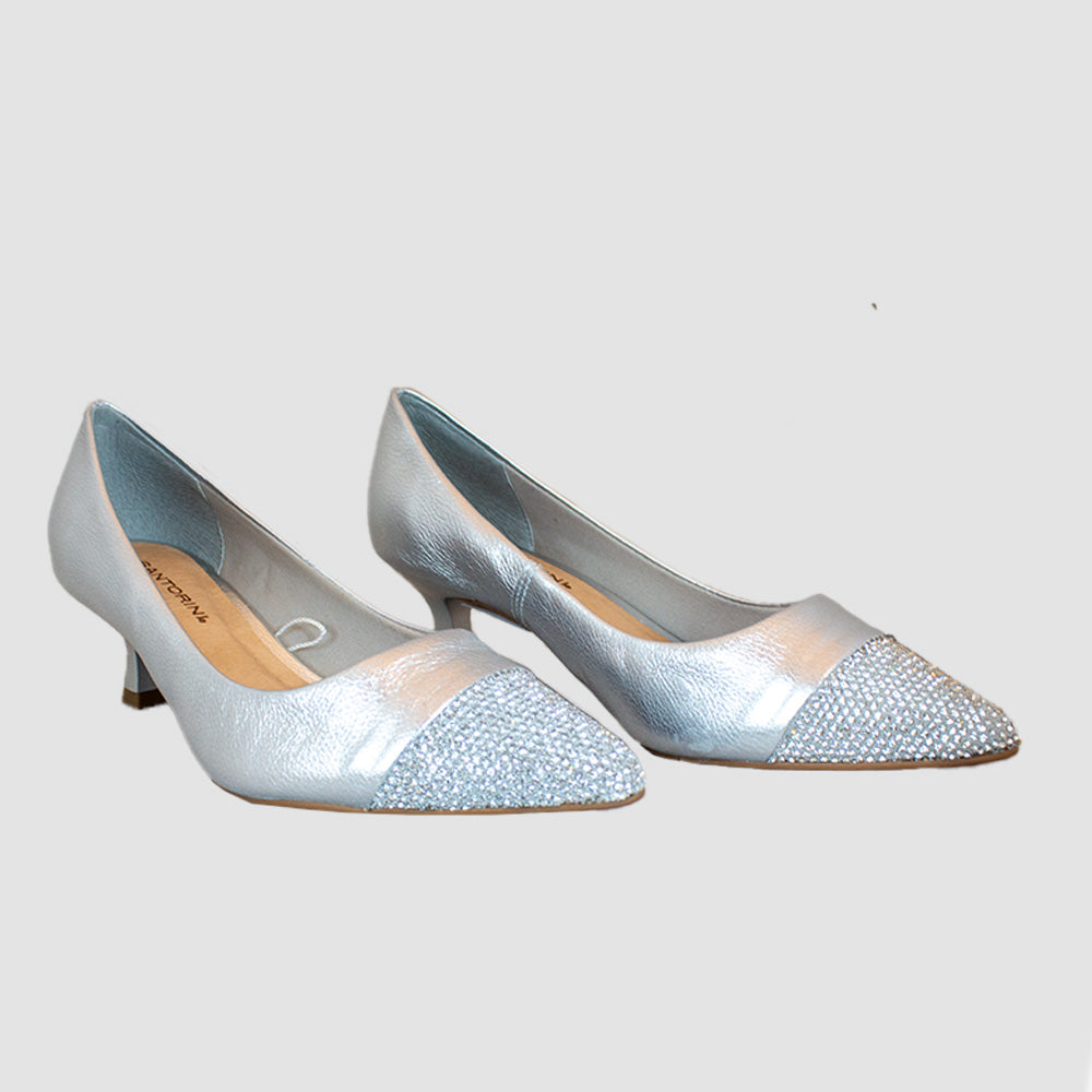 TACONES PARA MUJER RUNEA CUERO PLATA