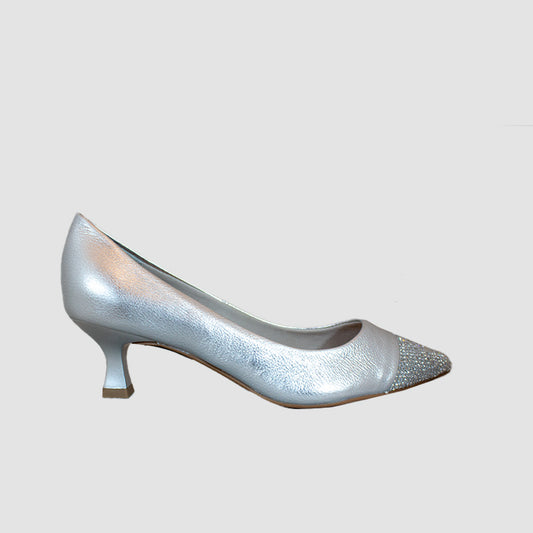 TACONES PARA MUJER RUNEA CUERO PLATA