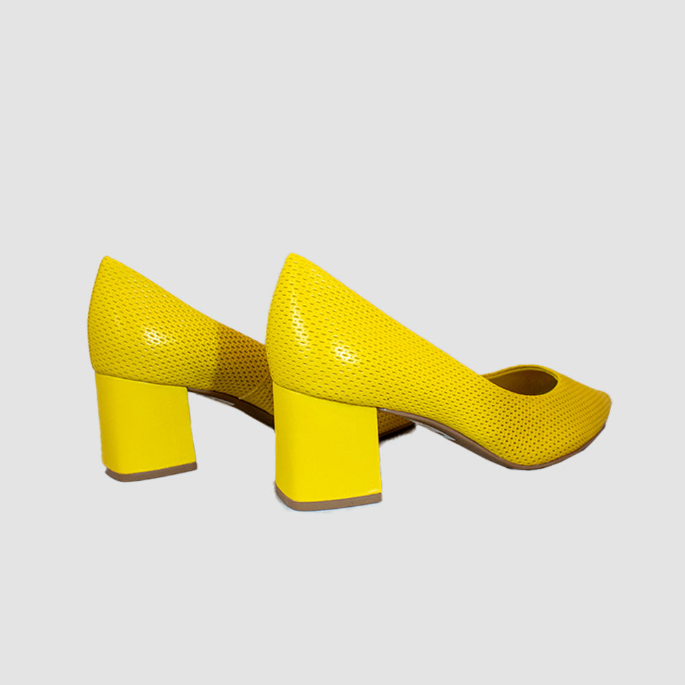 TACONES PARA MUJER DEGONA CUERO AMARILLO
