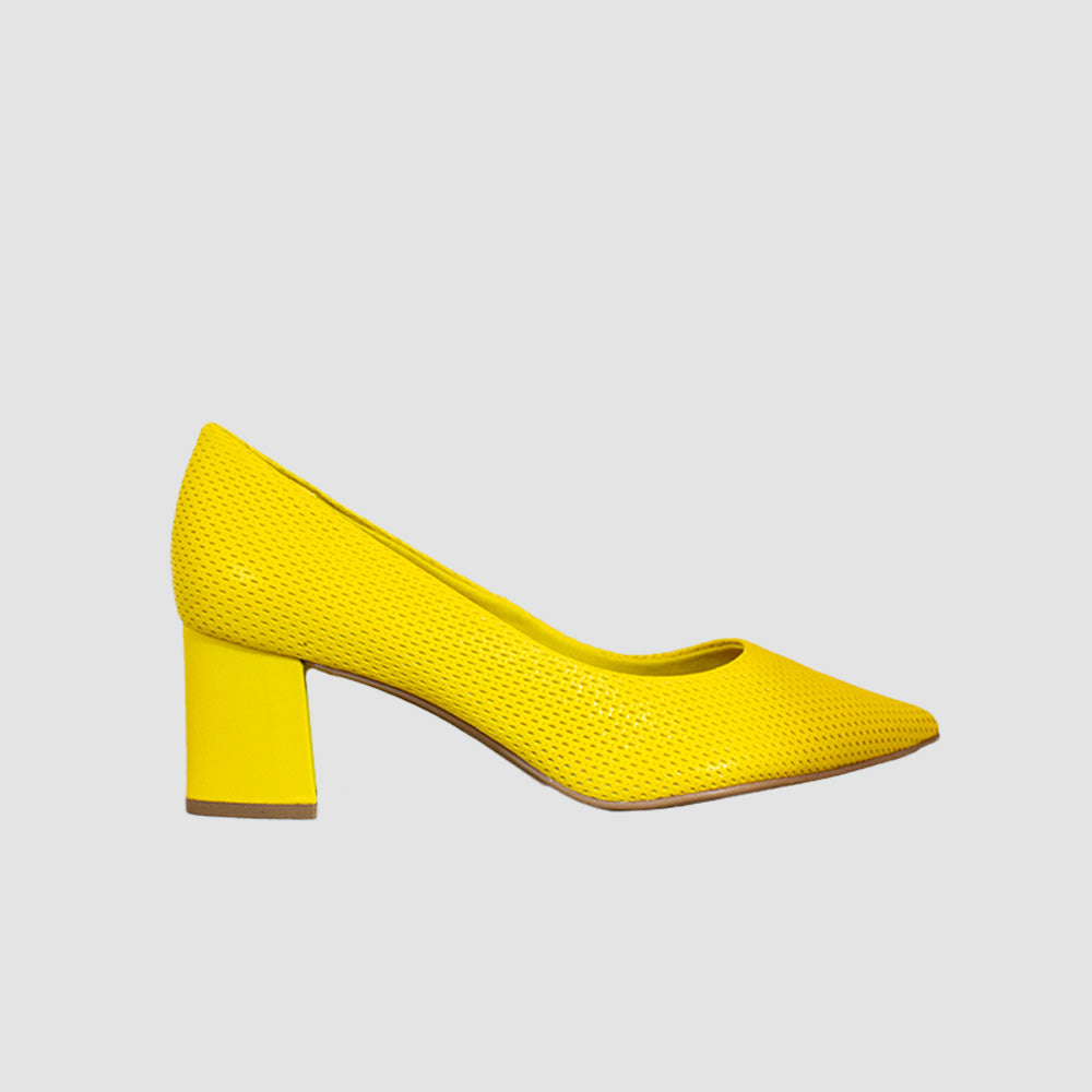 TACONES PARA MUJER DEGONA CUERO AMARILLO