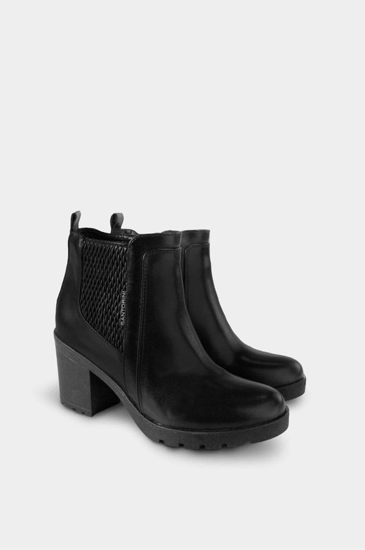 BOTINES PARA MUJER BRINA CUERO NEGRO
