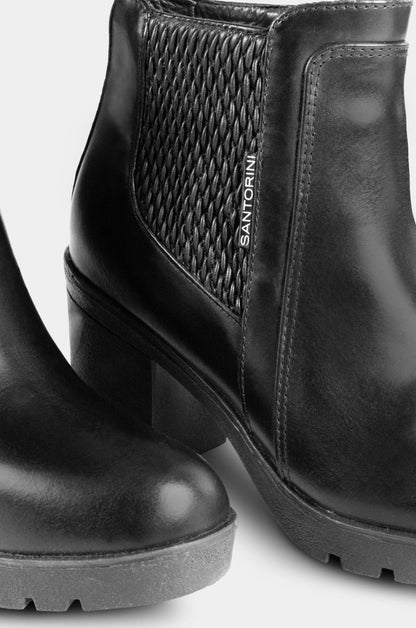 BOTINES PARA MUJER BRINA CUERO NEGRO