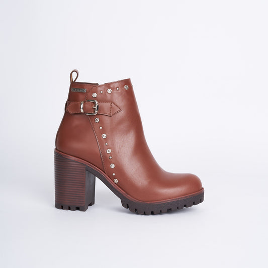 BOTINES PARA MUJER WARA CUERO MIEL