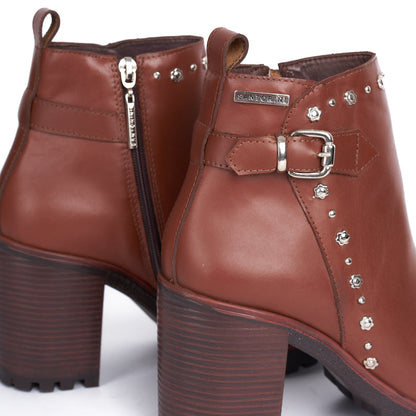 BOTINES PARA MUJER WARA CUERO MIEL
