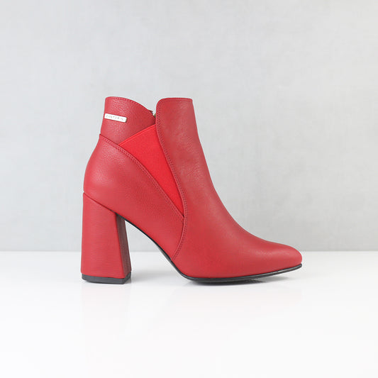 BOTINES PARA MUJER MINA CUERO ROJO