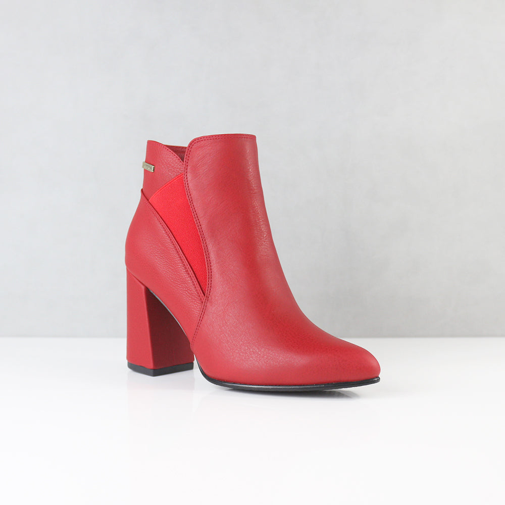 BOTINES PARA MUJER MINA CUERO ROJO