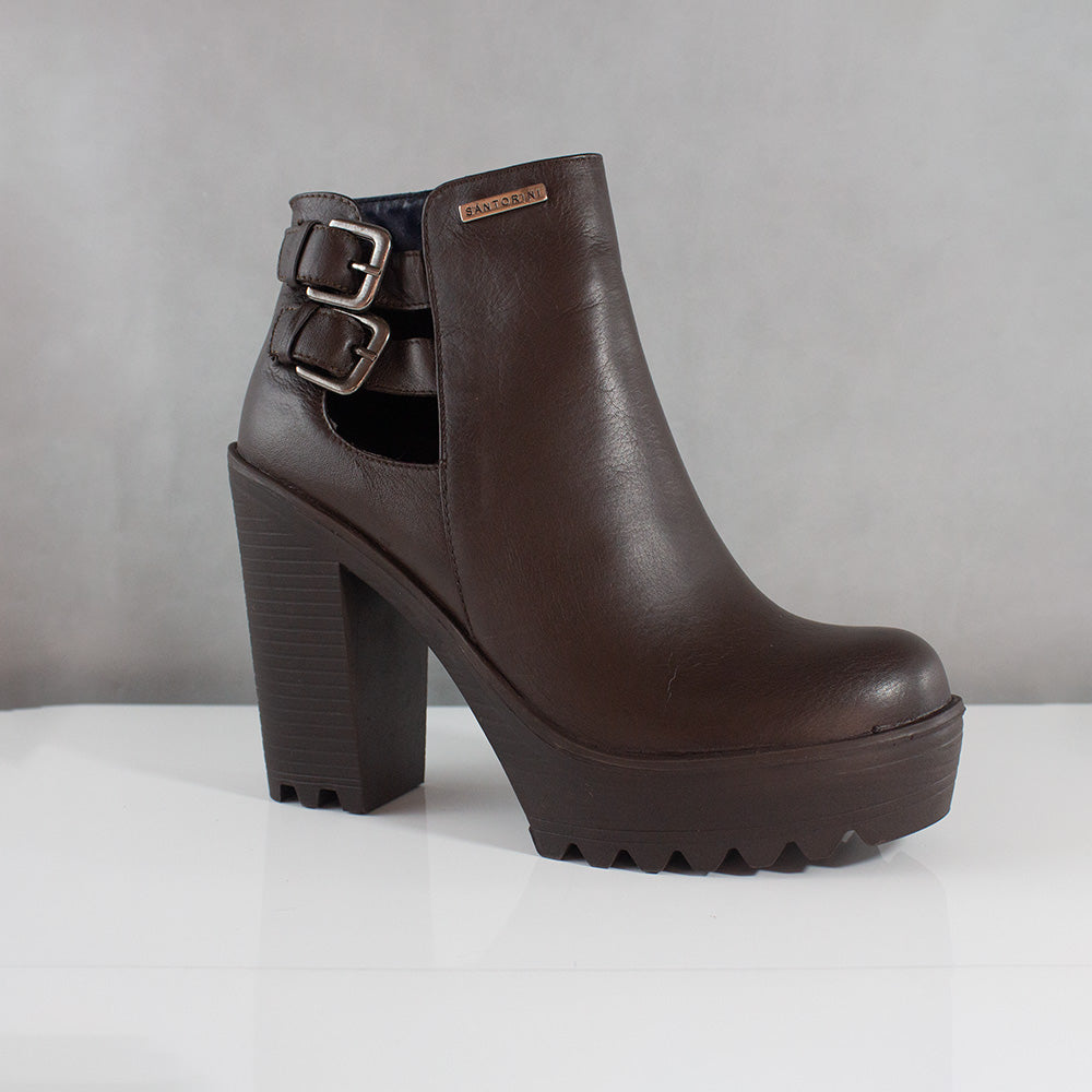 BOTINES PARA MUJER BADA CUERO CAFE