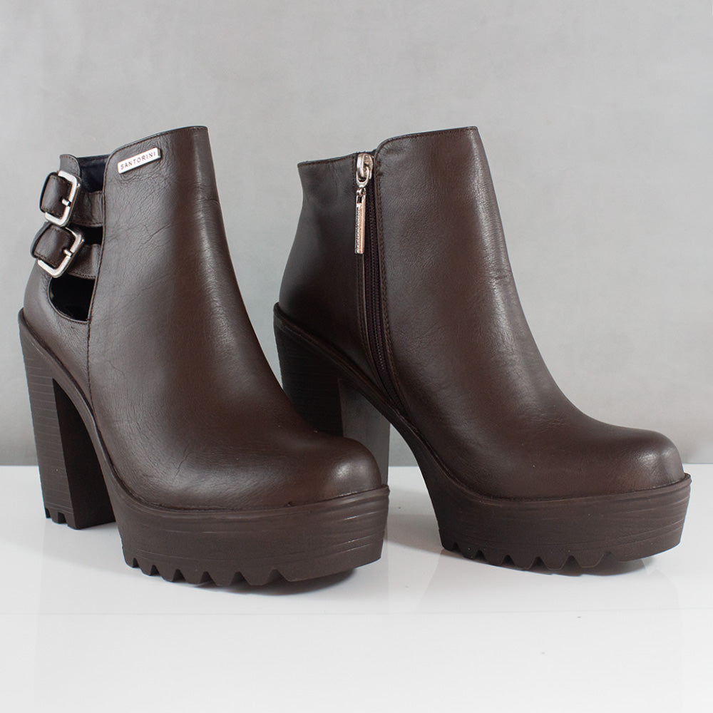 BOTINES PARA MUJER BADA CUERO CAFE