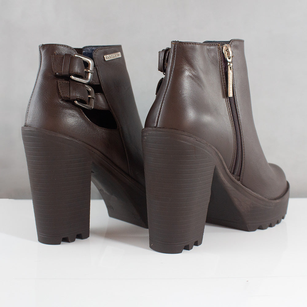 BOTINES PARA MUJER BADA CUERO CAFE