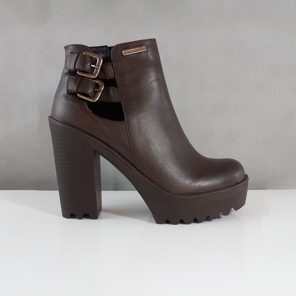 BOTINES PARA MUJER BADA CUERO CAFE