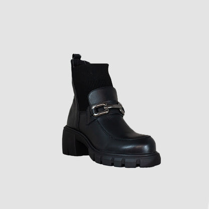 BOTINES PARA MUJER EMILIA CUERO NEGRO
