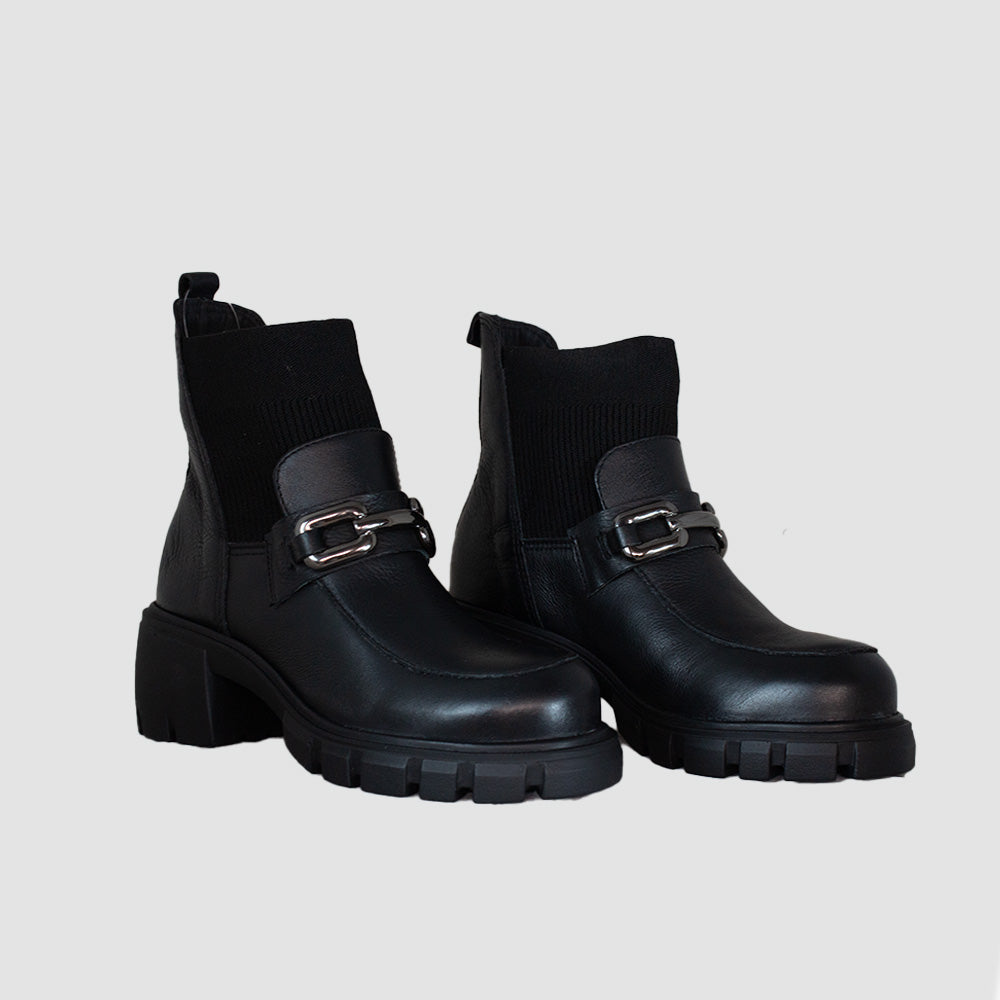 BOTINES PARA MUJER EMILIA CUERO NEGRO