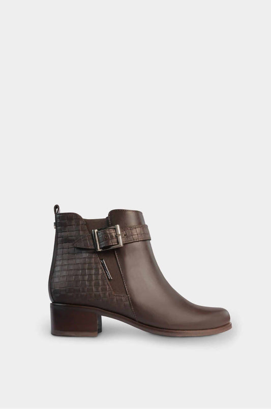 BOTINES PARA MUJER LEANA CUERO CAFE