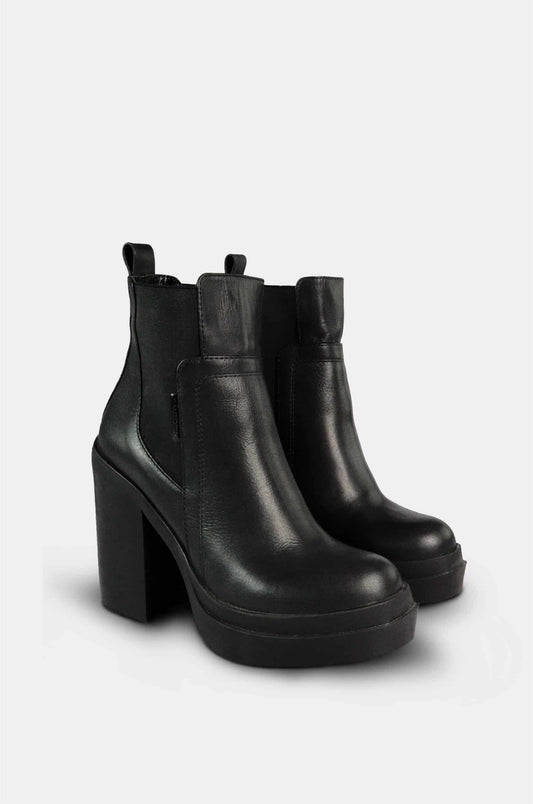 BOTINES PARA MUJER ROXI CUERO NEGRO