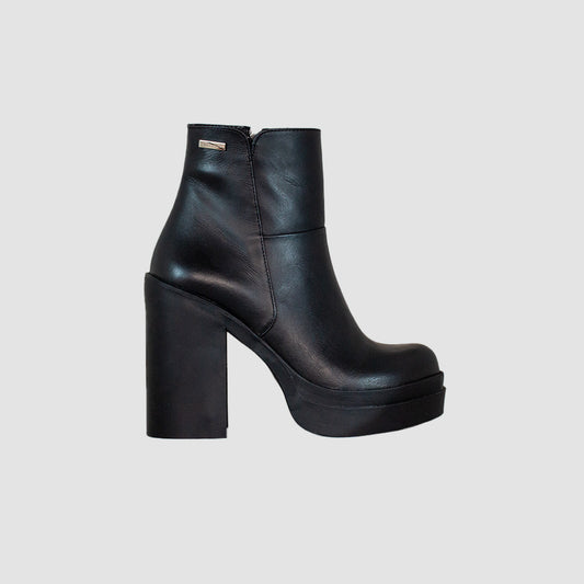 BOTINES PARA MUJER MINTA CUERO NEGRO