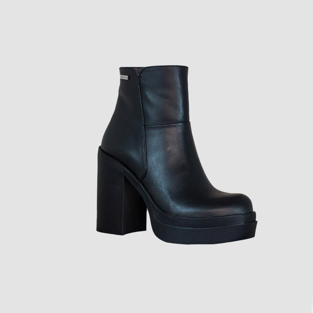 BOTINES PARA MUJER MINTA CUERO NEGRO