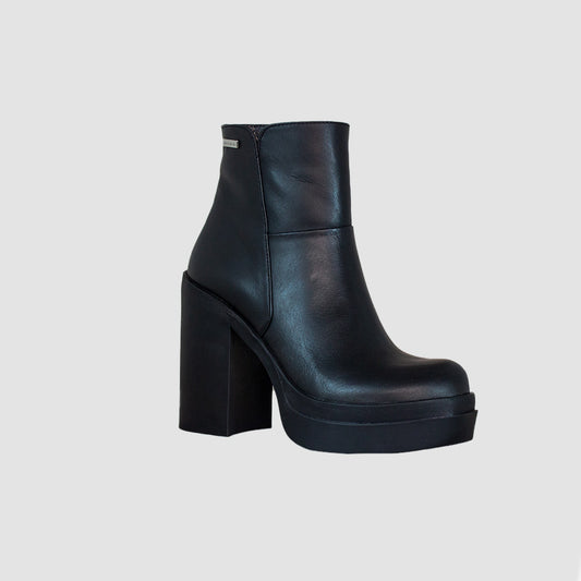 BOTINES PARA MUJER MINTA CUERO NEGRO