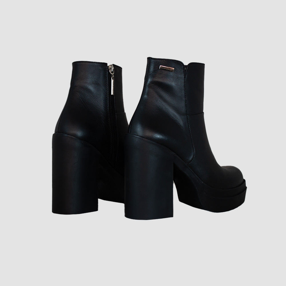 BOTINES PARA MUJER MINTA CUERO NEGRO