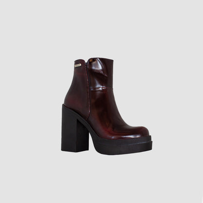 BOTINES PARA MUJER MINTA CUERO VINOTINTO