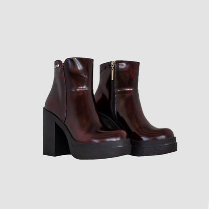 BOTINES PARA MUJER MINTA CUERO VINOTINTO