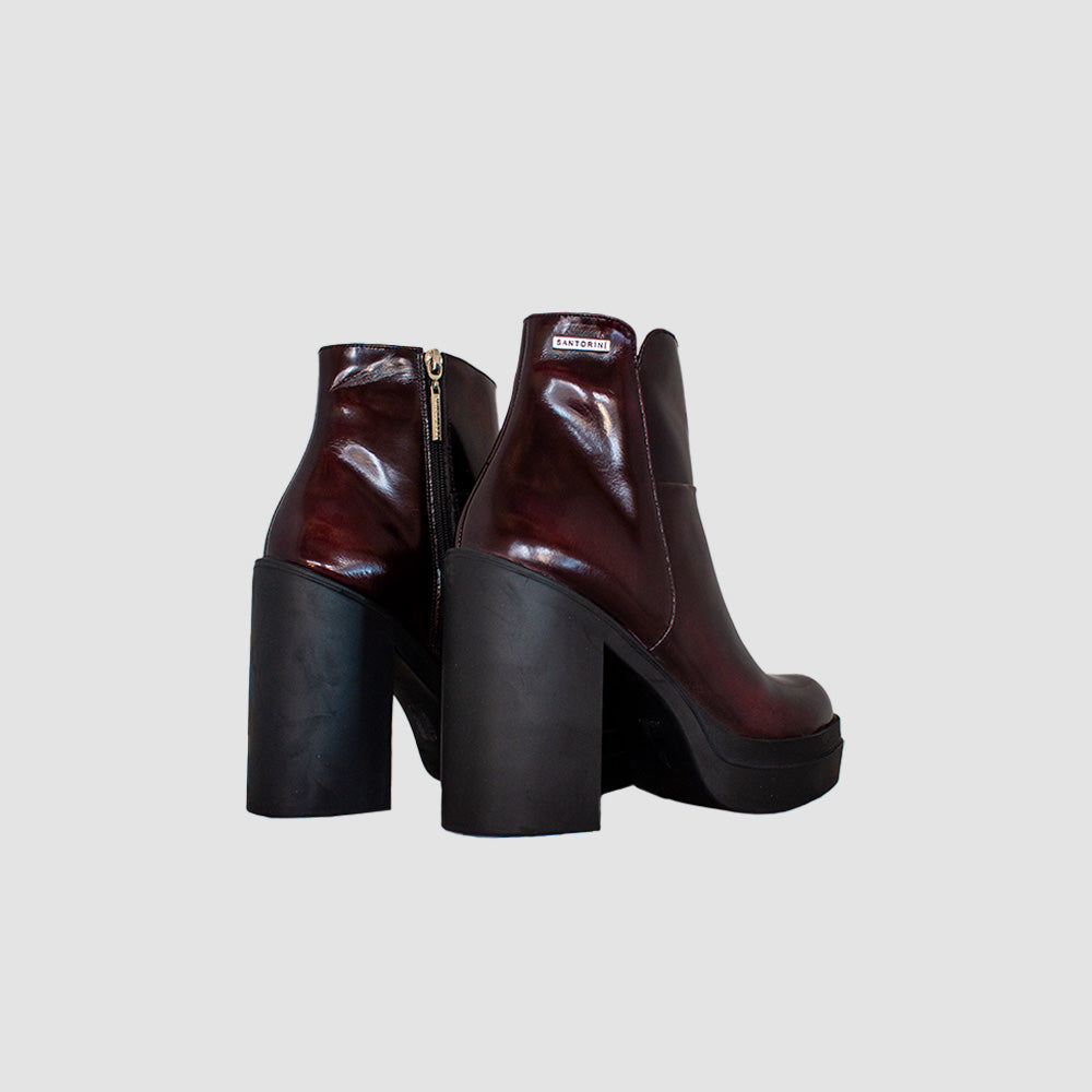 BOTINES PARA MUJER MINTA CUERO VINOTINTO